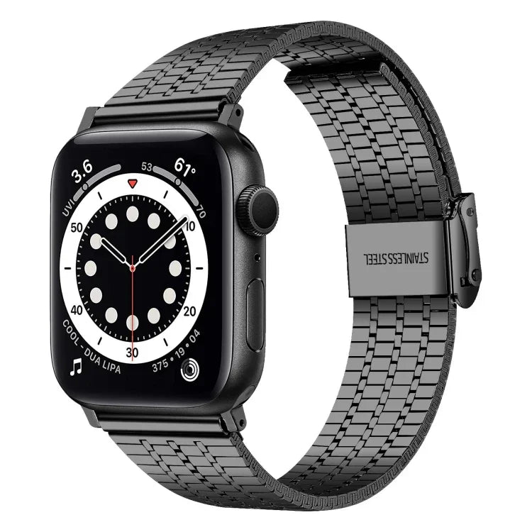 Dây đồng hồ thay thế thép khóa an toàn đôi bảy hạt cho Apple Watch Series, 7 41mm / 6 & SE & 5 & 4 40mm / 3 & 2 & 1 38mm, 7 45mm / 6 & SE & 5 & 4 44mm / 3 & 2 & 1 42mm