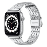 Dây đồng hồ thay thế thép khóa an toàn đôi bảy hạt cho Apple Watch Series, 7 41mm / 6 & SE & 5 & 4 40mm / 3 & 2 & 1 38mm, 7 45mm / 6 & SE & 5 & 4 44mm / 3 & 2 & 1 42mm