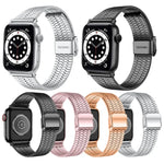 Dây đồng hồ thay thế thép khóa an toàn đôi bảy hạt cho Apple Watch Series, 7 41mm / 6 & SE & 5 & 4 40mm / 3 & 2 & 1 38mm, 7 45mm / 6 & SE & 5 & 4 44mm / 3 & 2 & 1 42mm
