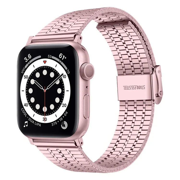 Dây đồng hồ thay thế thép khóa an toàn đôi bảy hạt cho Apple Watch Series, 7 41mm / 6 & SE & 5 & 4 40mm / 3 & 2 & 1 38mm, 7 45mm / 6 & SE & 5 & 4 44mm / 3 & 2 & 1 42mm