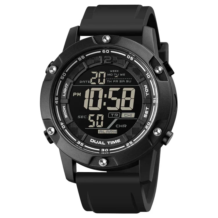 SKMEI 1762 Triplicate Round LED Dual Time Digital Display Waterproof Luminous Electronic Watch, SKMEI 1762