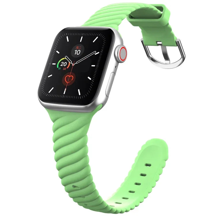 Solid color Twist Silicone Replacement Strap Watchband For Apple Watch Series, 7 41mm / 6 & SE & 5 & 4 40mm / 3 & 2 & 1 38mm, 7 45mm / 6 & SE & 5 & 4 44mm / 3 & 2 & 1 42mm