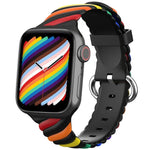 Dây đồng hồ thay thế silicone xoắn hai màu cho Apple Watch Series, 7 41mm / 6 & SE & 5 & 4 40mm / 3 & 2 & 1 38mm, 7 45mm / 6 & SE & 5 & 4 44mm / 3 & 2 & 1 42mm