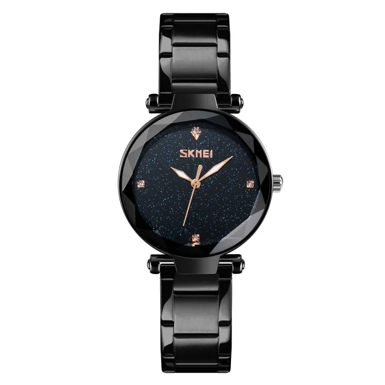 SKMEI 9180 Starry Sky Dial Stainless Steel Strap Quartz Watch for Ladies