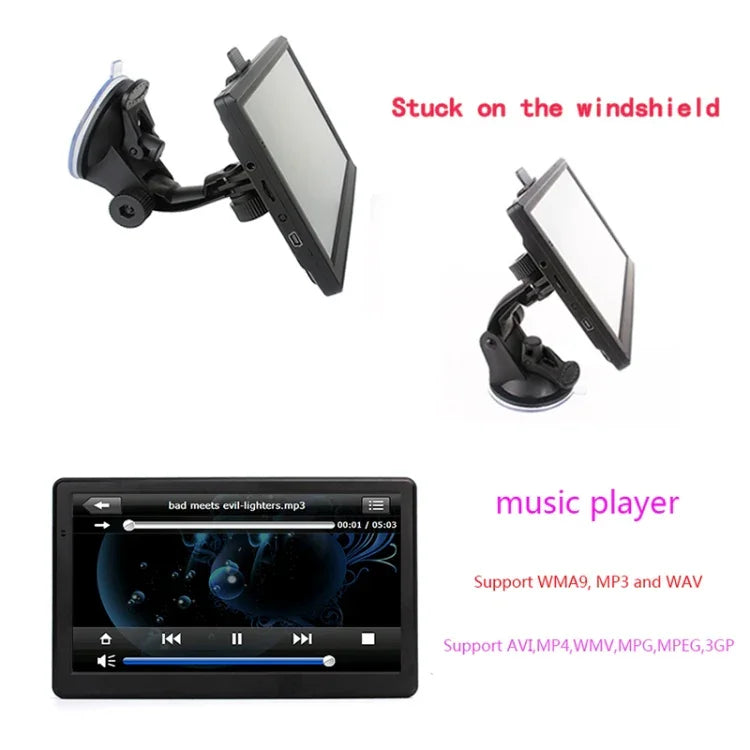 Điều hướng GPS ô tô HD 7 inch màn hình cảm ứng điện dung 8G+128M hỗ trợ FM / thẻ TF, bản đồ châu Âu, Úc, Đông Nam Á, Bắc Mỹ, Trung Đông, Nam Mỹ, châu Phi