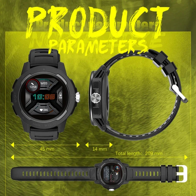 Đồng hồ thông minh thể thao ngoài trời NORTH EDGE Mars 2 màn hình cảm ứng đầy đủ 1.4 inch Bluetooth, hỗ trợ đo nhịp tim / giấc ngủ / huyết áp / oxy trong máu & điều khiển camera từ xa & 7 chế độ thể thao