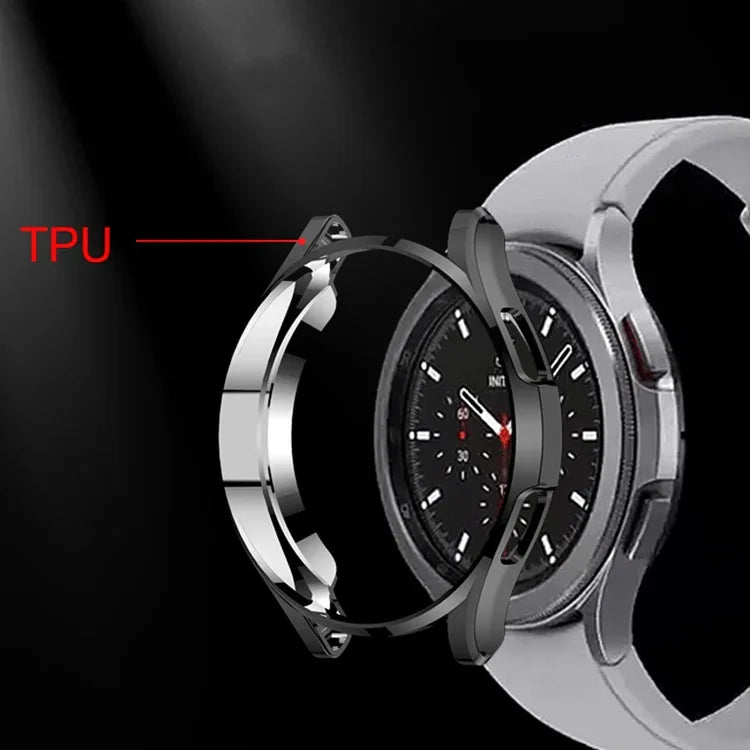 Ốp bảo vệ TPU mạ điện rỗng nửa bao, cho Samsung Galaxy Watch4 Classic 42mm, cho Samsung Galaxy Watch4 Classic 46mm