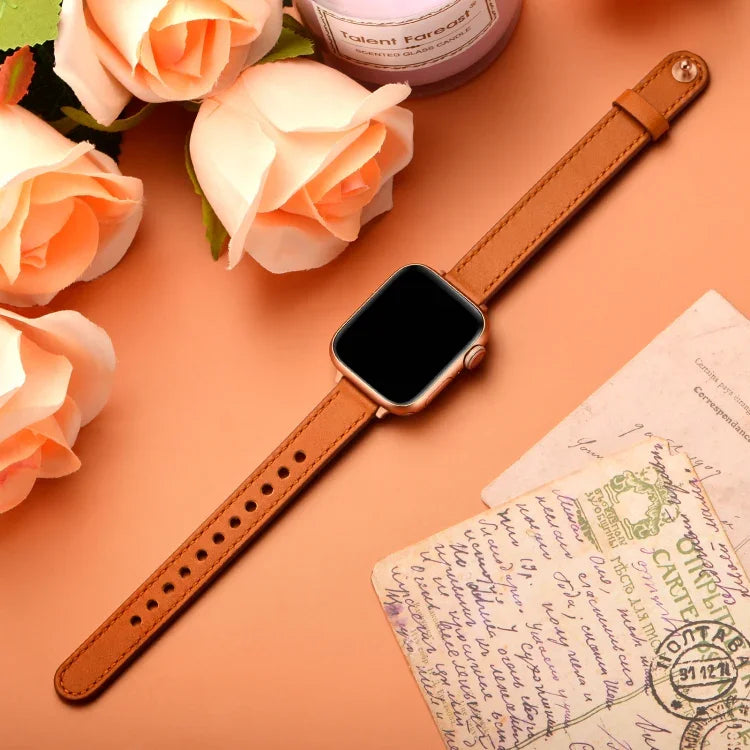 Dây đồng hồ thay thế bằng da kiểu Couple 14mm cho Apple Watch Series, 7 41mm / 6 & SE & 5 & 4 40mm / 3 & 2 & 1 38mm, 7 45mm / 6 & SE & 5 & 4 44mm / 3 & 2 & 1 42mm