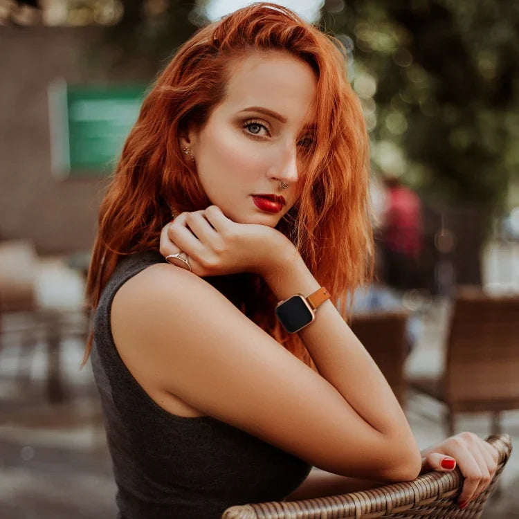 Dây đồng hồ thay thế bằng da kiểu Couple 14mm cho Apple Watch Series, 7 41mm / 6 & SE & 5 & 4 40mm / 3 & 2 & 1 38mm, 7 45mm / 6 & SE & 5 & 4 44mm / 3 & 2 & 1 42mm