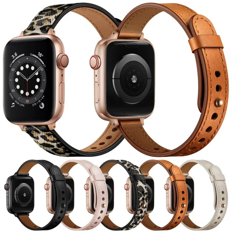 Dây đồng hồ thay thế bằng da kiểu Couple 14mm cho Apple Watch Series, 7 41mm / 6 & SE & 5 & 4 40mm / 3 & 2 & 1 38mm, 7 45mm / 6 & SE & 5 & 4 44mm / 3 & 2 & 1 42mm