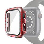 Ốp bảo vệ PC mạ điện một hàng kim cương kèm kính cường lực cho Apple Watch Series, dành cho Apple Watch Series 6 / 5 / 4 / Watch SE 40mm, dành cho Apple Watch Series 6 / 5 / 4 / Watch SE 44mm