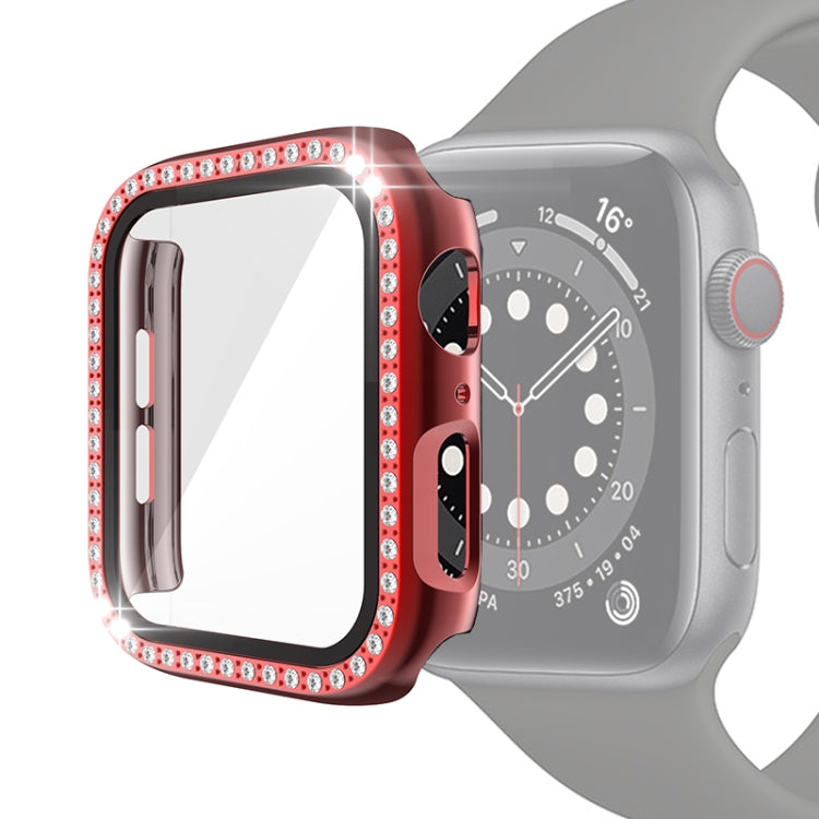 Ốp bảo vệ PC mạ điện một hàng kim cương kèm kính cường lực cho Apple Watch Series, dành cho Apple Watch Series 6 / 5 / 4 / Watch SE 40mm, dành cho Apple Watch Series 6 / 5 / 4 / Watch SE 44mm