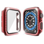 Ốp bảo vệ PC mạ điện một hàng kim cương kèm kính cường lực cho Apple Watch Series, dành cho Apple Watch Series 6 / 5 / 4 / Watch SE 40mm, dành cho Apple Watch Series 6 / 5 / 4 / Watch SE 44mm