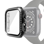 Ốp bảo vệ PC mạ điện một hàng kim cương kèm kính cường lực cho Apple Watch Series, dành cho Apple Watch Series 6 / 5 / 4 / Watch SE 40mm, dành cho Apple Watch Series 6 / 5 / 4 / Watch SE 44mm