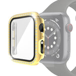 Ốp bảo vệ PC mạ điện một hàng kim cương kèm kính cường lực cho Apple Watch Series, dành cho Apple Watch Series 6 / 5 / 4 / Watch SE 40mm, dành cho Apple Watch Series 6 / 5 / 4 / Watch SE 44mm