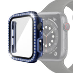 Ốp bảo vệ PC mạ điện một hàng kim cương kèm kính cường lực cho Apple Watch Series, dành cho Apple Watch Series 6 / 5 / 4 / Watch SE 40mm, dành cho Apple Watch Series 6 / 5 / 4 / Watch SE 44mm