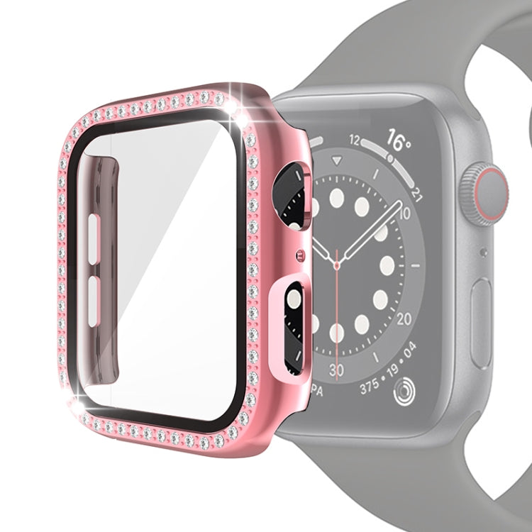 Ốp bảo vệ PC mạ điện một hàng kim cương kèm kính cường lực cho Apple Watch Series, dành cho Apple Watch Series 6 / 5 / 4 / Watch SE 40mm, dành cho Apple Watch Series 6 / 5 / 4 / Watch SE 44mm