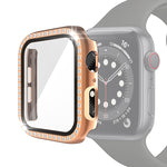 Ốp bảo vệ PC mạ điện một hàng kim cương kèm kính cường lực cho Apple Watch Series, dành cho Apple Watch Series 6 / 5 / 4 / Watch SE 40mm, dành cho Apple Watch Series 6 / 5 / 4 / Watch SE 44mm