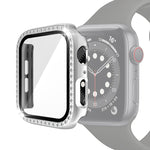 Ốp bảo vệ PC mạ điện một hàng kim cương kèm kính cường lực cho Apple Watch Series, dành cho Apple Watch Series 6 / 5 / 4 / Watch SE 40mm, dành cho Apple Watch Series 6 / 5 / 4 / Watch SE 44mm