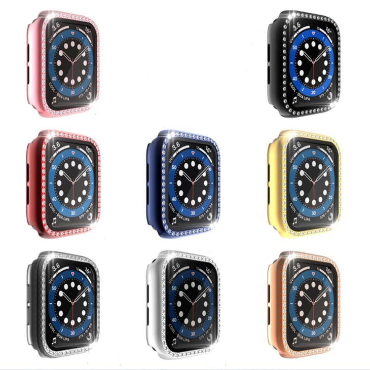 Ốp bảo vệ PC mạ điện một hàng kim cương kèm kính cường lực cho Apple Watch Series, dành cho Apple Watch Series 6 / 5 / 4 / Watch SE 40mm, dành cho Apple Watch Series 6 / 5 / 4 / Watch SE 44mm