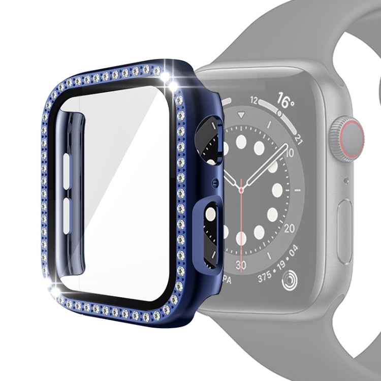 Ốp bảo vệ PC mạ điện một hàng kim cương kèm kính cường lực cho Apple Watch Series, dành cho Apple Watch Series 6 / 5 / 4 / Watch SE 40mm, dành cho Apple Watch Series 6 / 5 / 4 / Watch SE 44mm