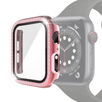 Ốp bảo vệ PC mạ điện một hàng kim cương kèm kính cường lực cho Apple Watch Series, dành cho Apple Watch Series 6 / 5 / 4 / Watch SE 40mm, dành cho Apple Watch Series 6 / 5 / 4 / Watch SE 44mm