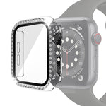 Ốp bảo vệ PC mạ điện một hàng kim cương kèm kính cường lực cho Apple Watch Series, dành cho Apple Watch Series 6 / 5 / 4 / Watch SE 40mm, dành cho Apple Watch Series 6 / 5 / 4 / Watch SE 44mm