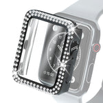 Ốp bảo vệ PC mạ điện hai hàng kim cương kèm kính cường lực cho Apple Watch Series, dành cho Apple Watch Series 6 / 5 / 4 / Watch SE 40mm, dành cho Apple Watch Series 6 / 5 / 4 / Watch SE 44mm