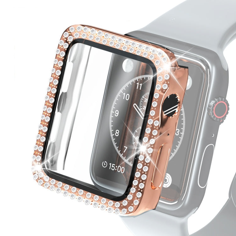 Ốp bảo vệ PC mạ điện hai hàng kim cương kèm kính cường lực cho Apple Watch Series, dành cho Apple Watch Series 6 / 5 / 4 / Watch SE 40mm, dành cho Apple Watch Series 6 / 5 / 4 / Watch SE 44mm