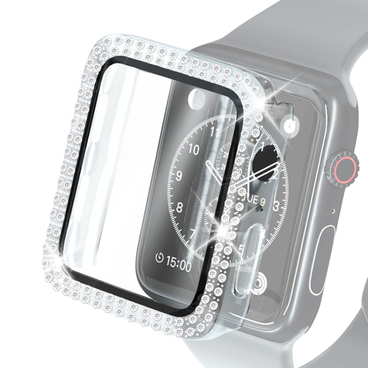 Ốp bảo vệ PC mạ điện hai hàng kim cương kèm kính cường lực cho Apple Watch Series, dành cho Apple Watch Series 6 / 5 / 4 / Watch SE 40mm, dành cho Apple Watch Series 6 / 5 / 4 / Watch SE 44mm