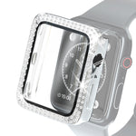 Ốp bảo vệ PC mạ điện hai hàng kim cương kèm kính cường lực cho Apple Watch Series, dành cho Apple Watch Series 6 / 5 / 4 / Watch SE 40mm, dành cho Apple Watch Series 6 / 5 / 4 / Watch SE 44mm