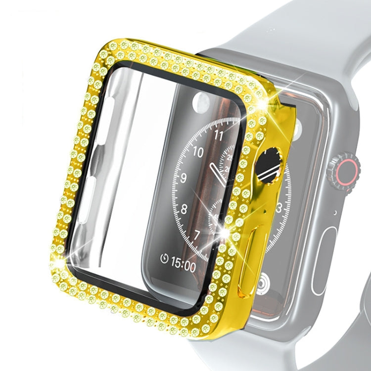 Ốp bảo vệ PC mạ điện hai hàng kim cương kèm kính cường lực cho Apple Watch Series, dành cho Apple Watch Series 6 / 5 / 4 / Watch SE 40mm, dành cho Apple Watch Series 6 / 5 / 4 / Watch SE 44mm