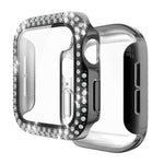 Ốp bảo vệ PC mạ điện hai hàng kim cương kèm kính cường lực cho Apple Watch Series, dành cho Apple Watch Series 6 / 5 / 4 / Watch SE 40mm, dành cho Apple Watch Series 6 / 5 / 4 / Watch SE 44mm
