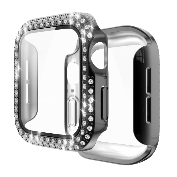 Ốp bảo vệ PC mạ điện hai hàng kim cương kèm kính cường lực cho Apple Watch Series, dành cho Apple Watch Series 6 / 5 / 4 / Watch SE 40mm, dành cho Apple Watch Series 6 / 5 / 4 / Watch SE 44mm