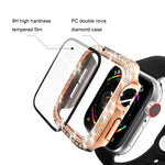 Ốp bảo vệ PC mạ điện hai hàng kim cương kèm kính cường lực cho Apple Watch Series, dành cho Apple Watch Series 6 / 5 / 4 / Watch SE 40mm, dành cho Apple Watch Series 6 / 5 / 4 / Watch SE 44mm
