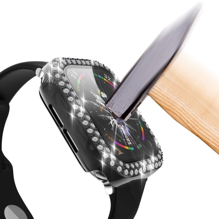 Ốp bảo vệ PC mạ điện hai hàng kim cương kèm kính cường lực cho Apple Watch Series, dành cho Apple Watch Series 6 / 5 / 4 / Watch SE 40mm, dành cho Apple Watch Series 6 / 5 / 4 / Watch SE 44mm