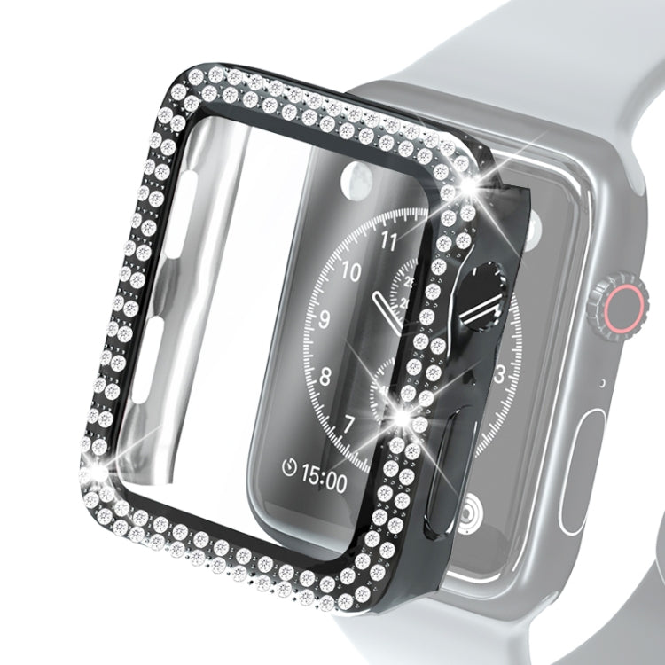 Ốp bảo vệ PC mạ điện hai hàng kim cương kèm kính cường lực cho Apple Watch Series, dành cho Apple Watch Series 6 / 5 / 4 / Watch SE 40mm, dành cho Apple Watch Series 6 / 5 / 4 / Watch SE 44mm
