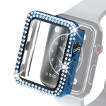 Ốp bảo vệ PC mạ điện hai hàng kim cương kèm kính cường lực cho Apple Watch Series, dành cho Apple Watch Series 6 / 5 / 4 / Watch SE 40mm, dành cho Apple Watch Series 6 / 5 / 4 / Watch SE 44mm