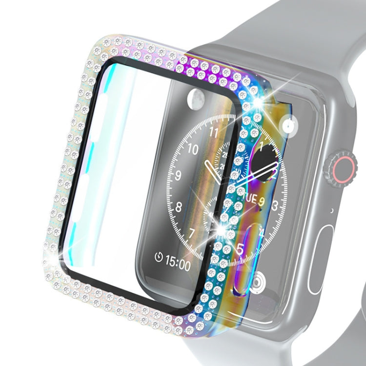 Ốp bảo vệ PC mạ điện hai hàng kim cương kèm kính cường lực cho Apple Watch Series, dành cho Apple Watch Series 6 / 5 / 4 / Watch SE 40mm, dành cho Apple Watch Series 6 / 5 / 4 / Watch SE 44mm