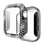 Ốp bảo vệ kim cương đôi mạ điện PC kèm kính cường lực cho Apple Watch Series, 3 & 2 & 1 38mm, 3 & 2 & 1 42mm