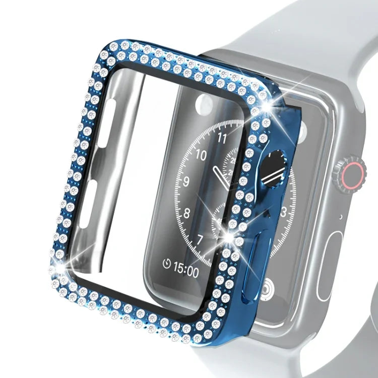Ốp bảo vệ kim cương đôi mạ điện PC kèm kính cường lực cho Apple Watch Series, 3 & 2 & 1 38mm, 3 & 2 & 1 42mm