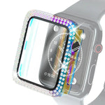 Ốp bảo vệ kim cương đôi mạ điện PC kèm kính cường lực cho Apple Watch Series, 3 & 2 & 1 38mm, 3 & 2 & 1 42mm
