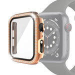 Ốp bảo vệ kim cương đơn mạ điện PC kèm kính cường lực cho Apple Watch Series, 3 & 2 & 1 38mm, 3 & 2 & 1 42mm