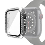Ốp bảo vệ kim cương đơn mạ điện PC kèm kính cường lực cho Apple Watch Series, 3 & 2 & 1 38mm, 3 & 2 & 1 42mm