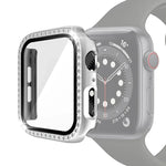 Ốp bảo vệ kim cương đơn mạ điện PC kèm kính cường lực cho Apple Watch Series, 3 & 2 & 1 38mm, 3 & 2 & 1 42mm