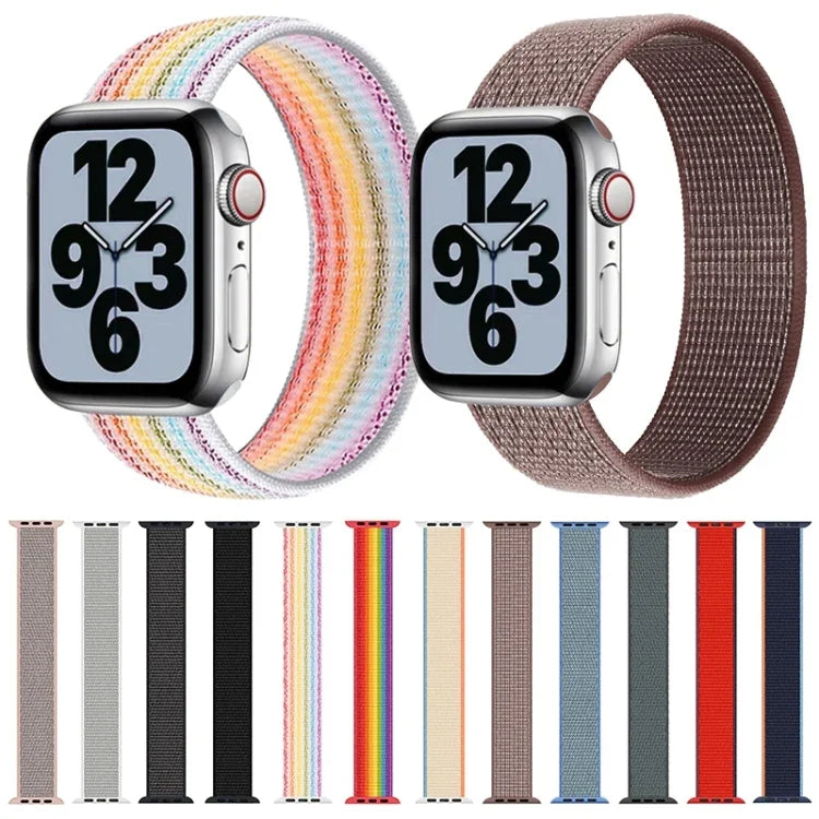 Dây đồng hồ thay thế nylon một vòng, kích thước: M 155mm cho Apple Watch Series 6 & SE & 5 & 4 44mm / 3 & 2 & 1 42mm, M 155mm 44mm / 42mm