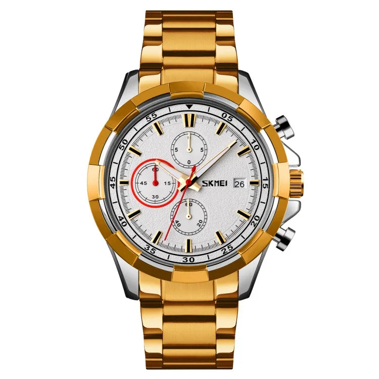 Đồng hồ quartz phát sáng SKMEI 9192 nam dây thép không gỉ lịch ngày