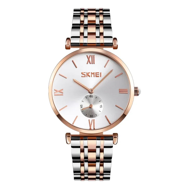 Đồng hồ quartz dây kim loại mặt số La Mã đơn giản SKMEI 9198 đôi nam nữ