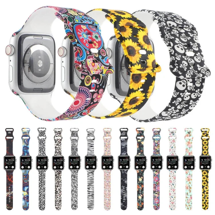 Dây đồng hồ thay thế in 8 khóa cho Apple Watch Series, 7 45mm / 6 & SE & 5 & 4 44mm / 3 & 2 & 1 42mm, 7 41mm / 6 & SE & 5 & 4 40mm / 3 & 2 & 1 38mm