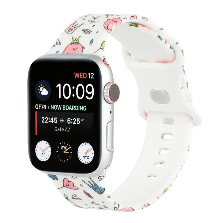 Dây đồng hồ thay thế in 8 khóa cho Apple Watch Series, 7 45mm / 6 & SE & 5 & 4 44mm / 3 & 2 & 1 42mm, 7 41mm / 6 & SE & 5 & 4 40mm / 3 & 2 & 1 38mm